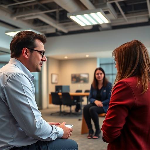 Office environment of Interview Ace Academy with instructors providing coaching sessions